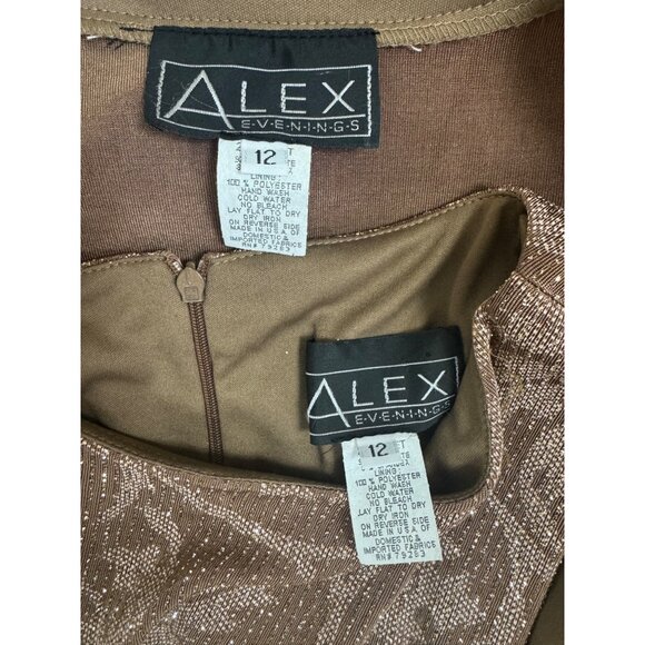 Alex Evenings Tan Sparkly Gown & Jacket‎ Mother Of Bride Dress Size 12 Wedding - Picture 3 of 5
